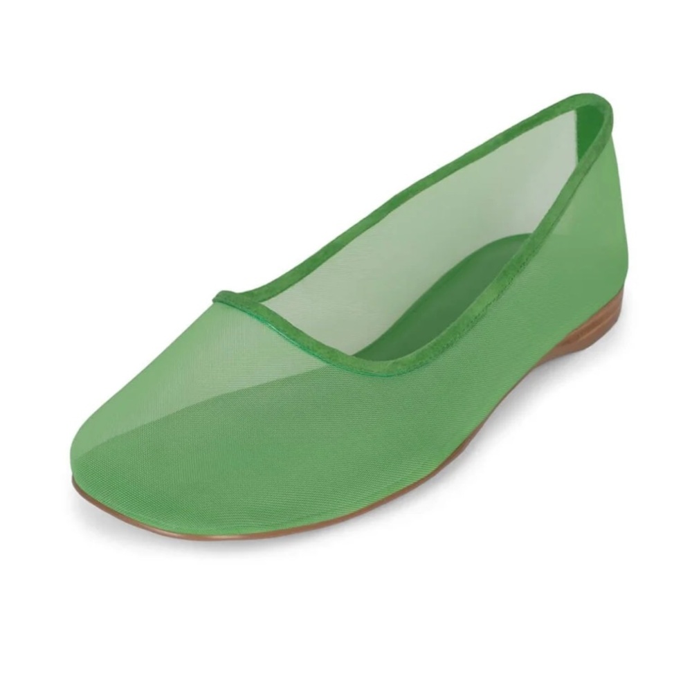 Jeffrey Campbell La-Dance Lime Green Mesh with Suede leather trim Flats, Size 9.